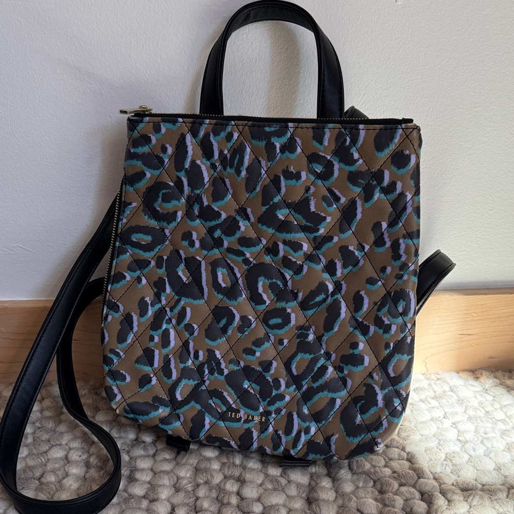 Ted Baker Vegan Leather Leopard Print Backpack